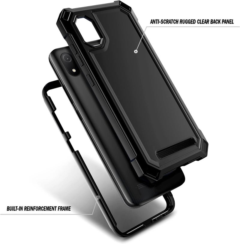 WDHD Designed for Cloud Mobile Stratus C8 Phone Case, Black | with Tempered Glass Screen Protector | Full-Body Protective Shockproof Rugged Bumper Cover - Image 3